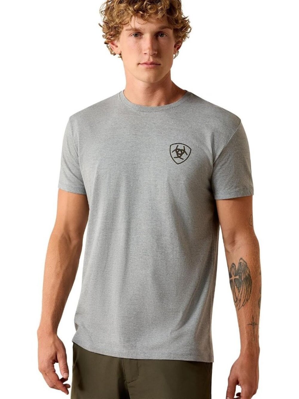 Men's Graphic Tee, Casual Badge T-Shirt, Comfortable Cotton Top, Stylish